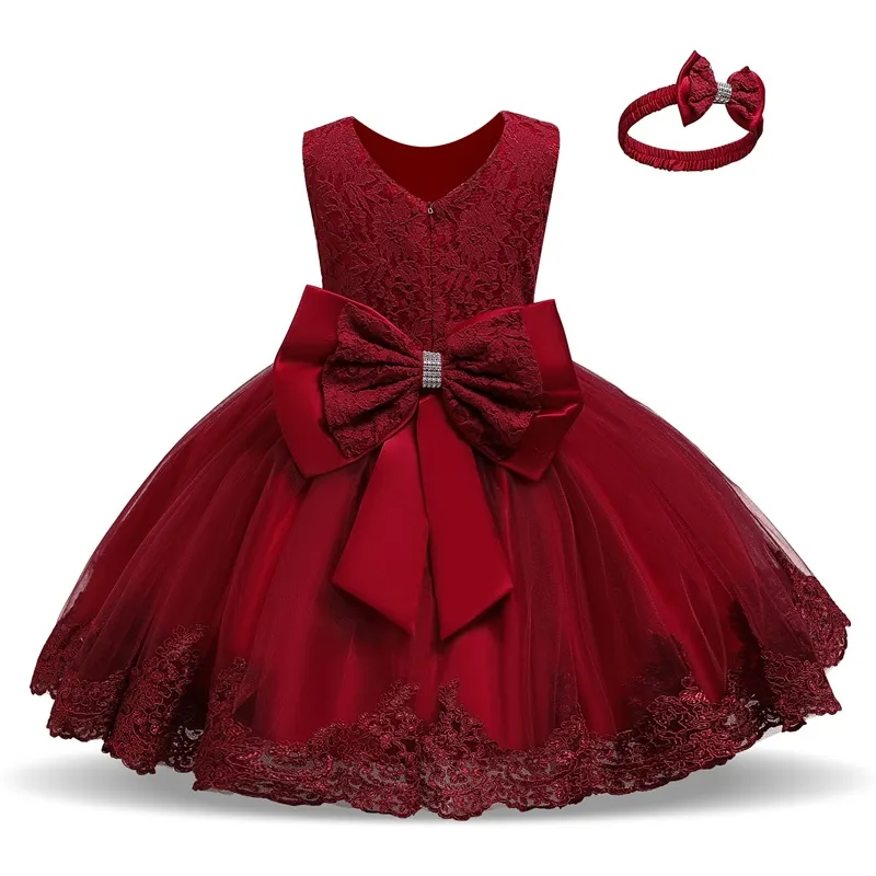 Uveng Flower Lace Baby Girl Dress Wedding Party Children Girls Clothing 0-8 Years Princess Pageant Kids Dresses for Girls Costume