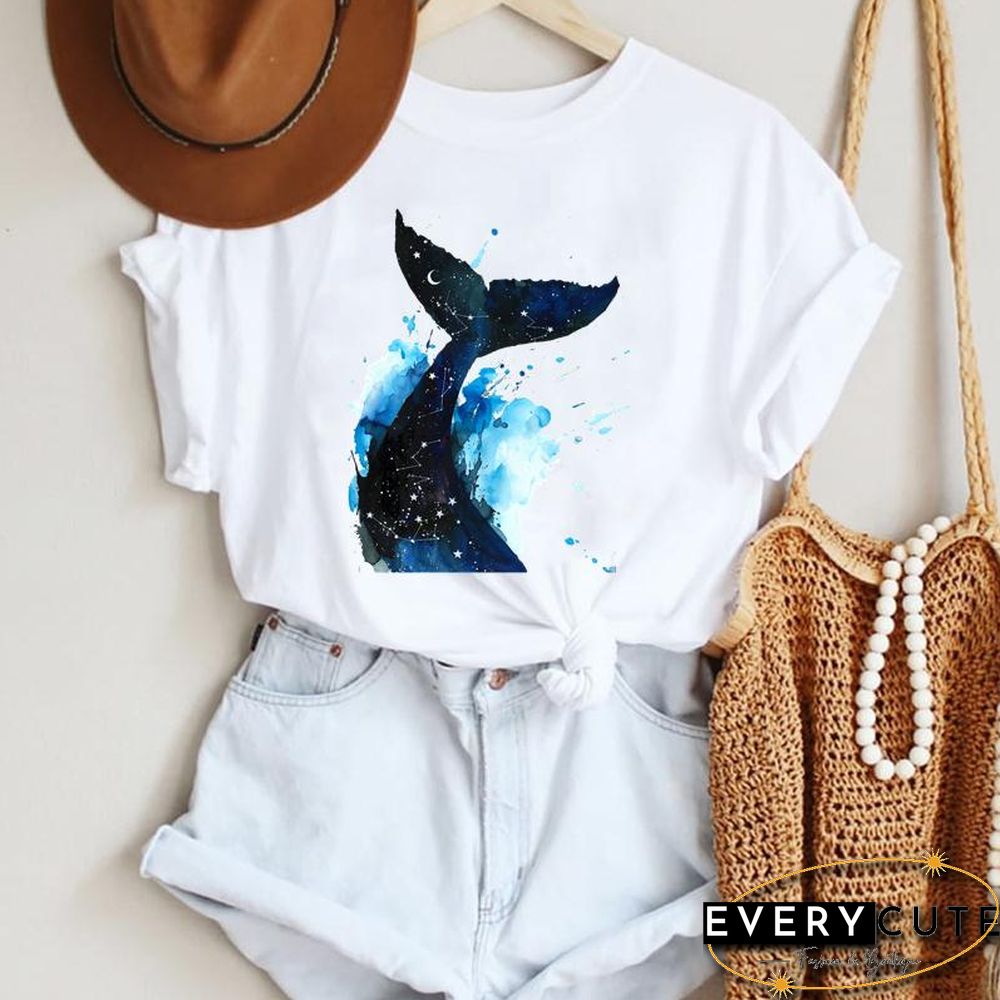 Women Cartoon Leopard Star Love Letter Trend 90S Fashion Summer Lady Print Tee Graphic T Top Female Tshirts Clothes T-Shirt