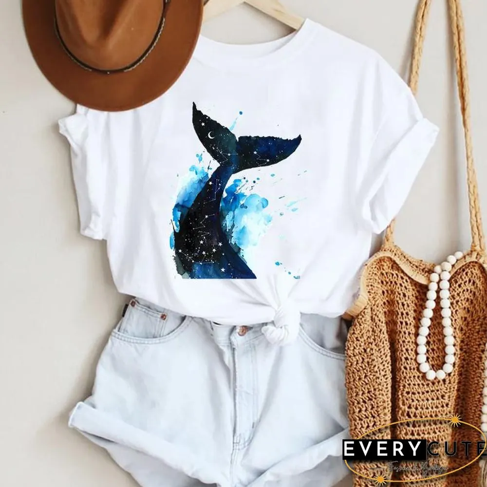 Women Cartoon Leopard Star Love Letter Trend 90S Fashion Summer Lady Print Tee Graphic T Top Female Tshirts Clothes T-Shirt