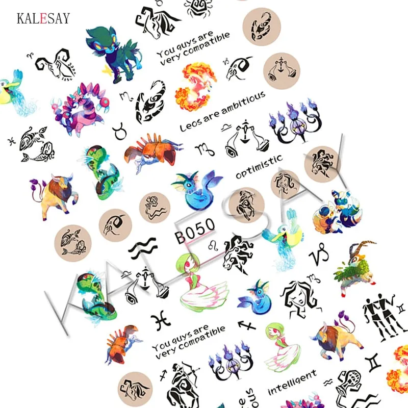 Fashion Nail Art Sticker Cartoon 12 Constellation DIY Decals Options Manicure Design Self Adhesive Sticker for Nails Decoration