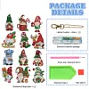 (US Local)12pcs Christmas Gnome Diamond Painting Keychains Kit DIY Diamond Art Charms