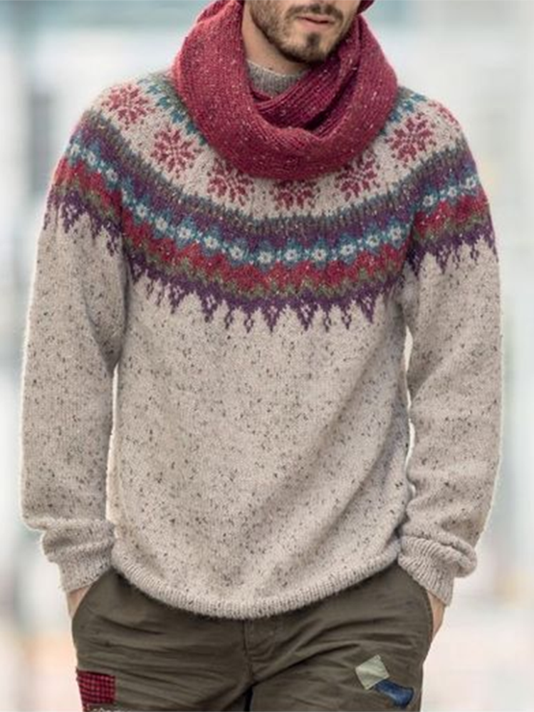 Men's Fairman Vintage Christmas Island Knit Jacquard Crew Neck Sweater