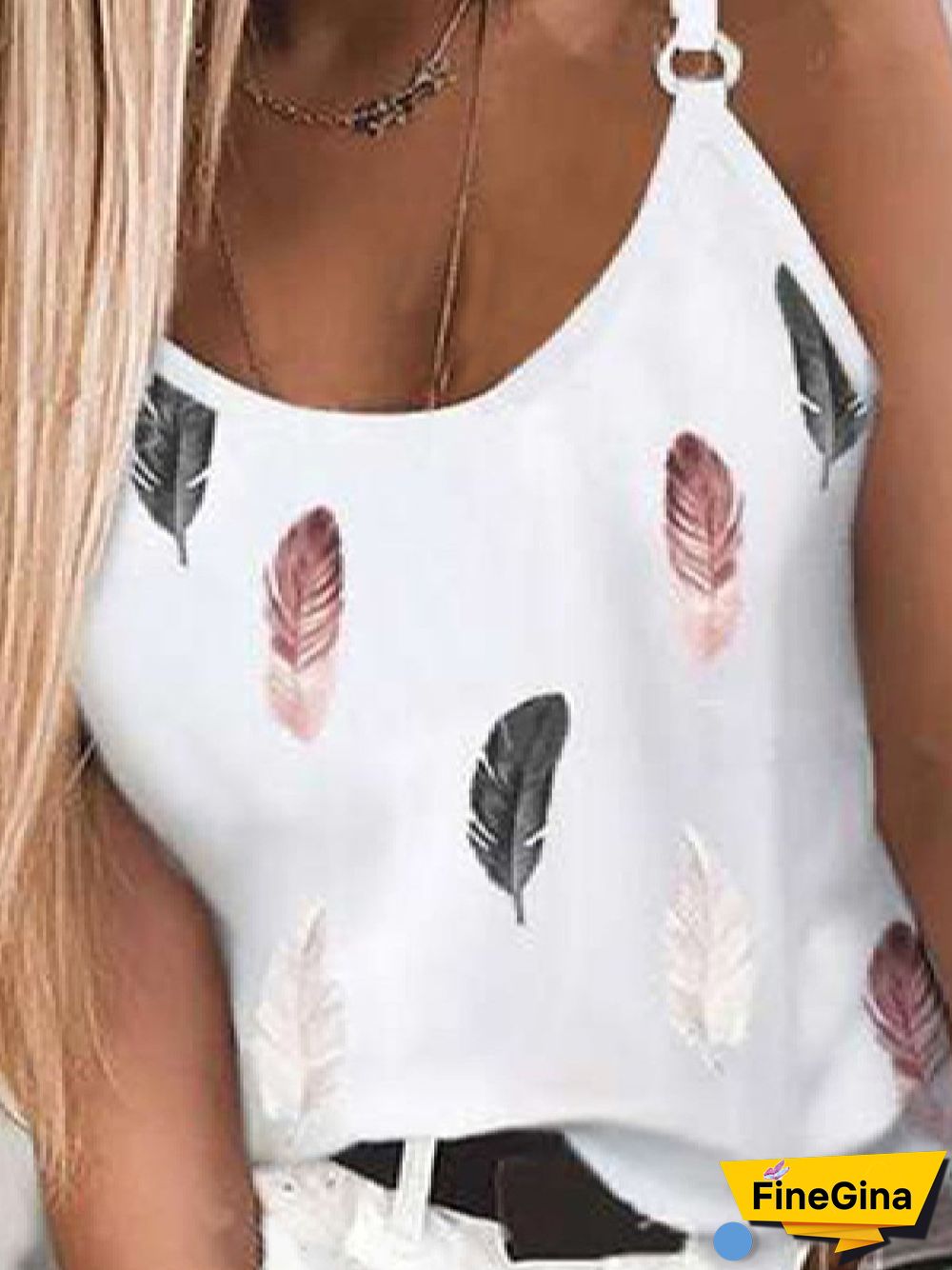 Sexy Crew Neck Sleeveless Feather Vests