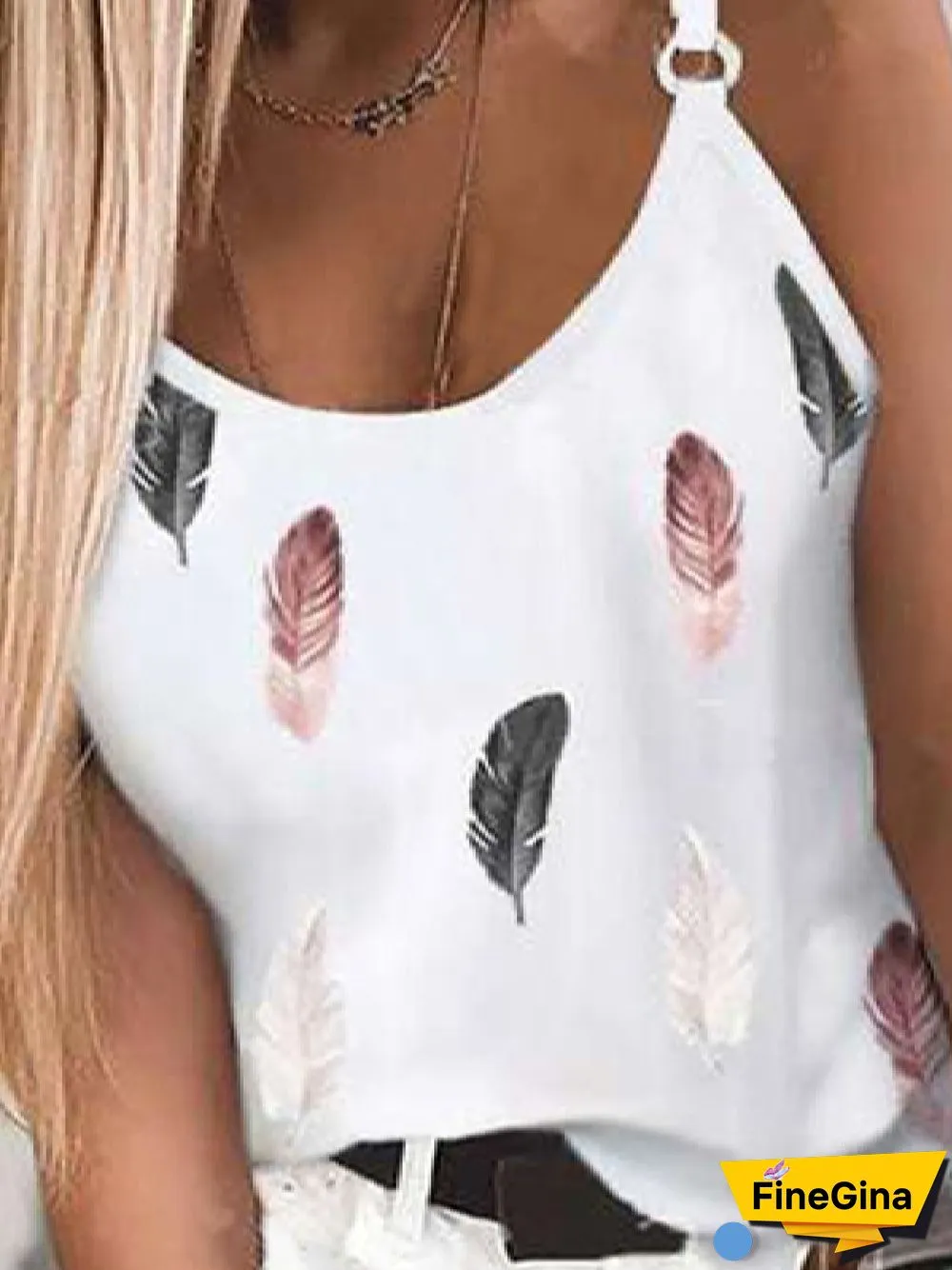 Sexy Crew Neck Sleeveless Feather Vests