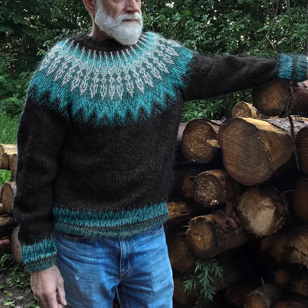Mens Vintage Fair Isle Knit Pattern Art Cozy Sweater