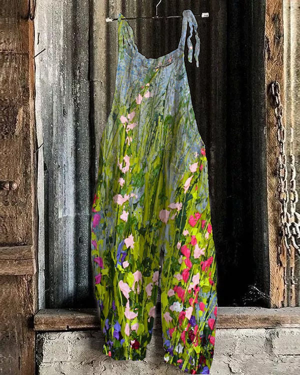 Women's Floral Print Loose Casual Jumpsuit