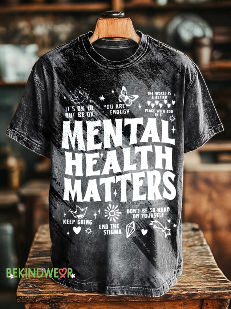 Unisex Mental Health Matters Printed Men&rsquo;s Women&rsquo;s Casual Round Neck Short Sleeve T-Shirt Multicolor / S