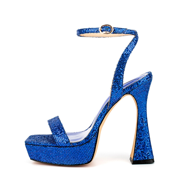 GOOSHOE Women's Sequins High Heel Thick Sole Sandals Show Buckle Sandals Shoes