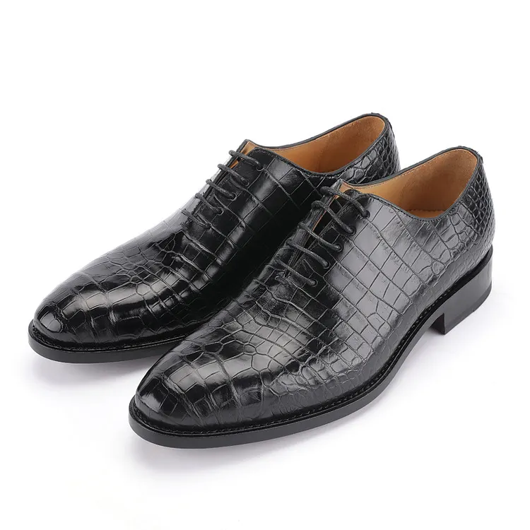  Siamese crocodile belly leather shoes for men, Goodyear genuine leather outsole men's leather shoes, business formal leather shoes for men 