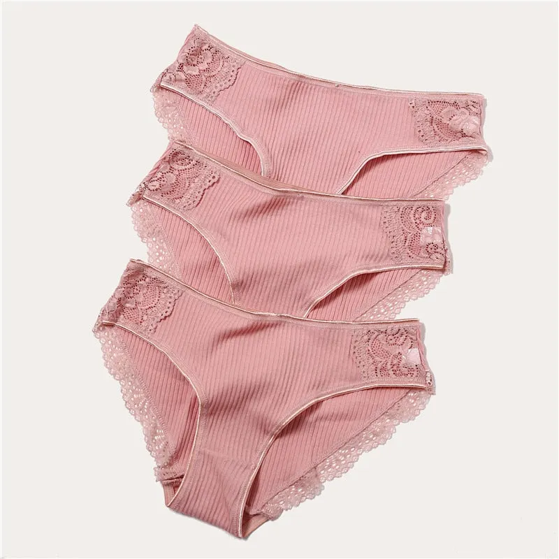 FINETOO Cotton Panty 3Pcs/lot Solid Women's Panties Comfort Underwear Skin-friendly Briefs Women Sexy Low-Rise Panty Intimates