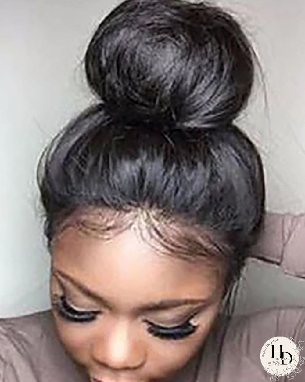 Unprocessed Human Hair Lace Front Wig Straight Brown Natural Black Wig