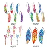 6pcs/set 5D DIY Diamond Painting Feather Shape Bookmark Kits