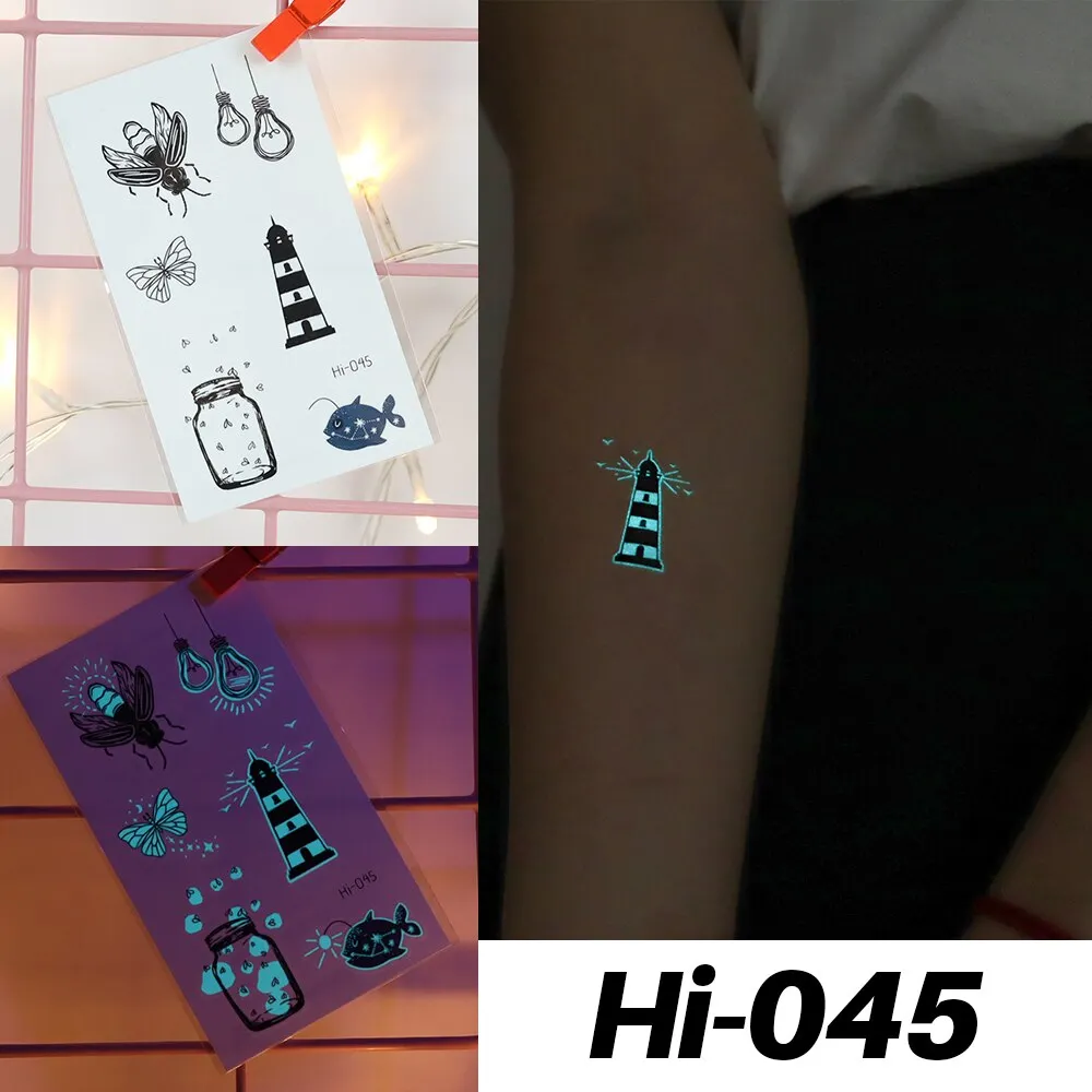 Sdrawing Luminous Tattoo Hand Finger Starry Star Universe for Kids Fake Tattoo Glowing In Dark Waterproof Temporary Tattoo Stickers