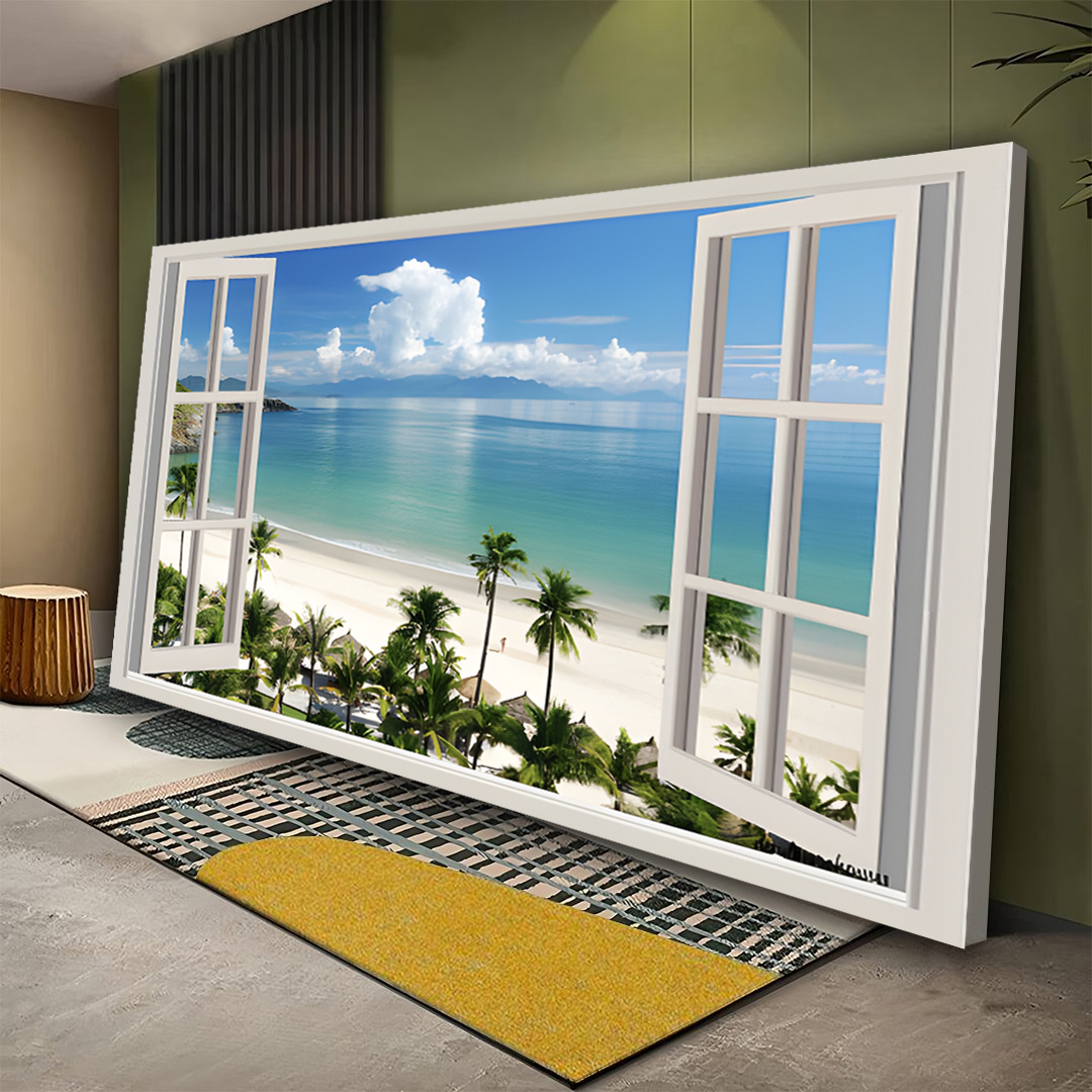 Beautiful Beach Sand Windows Canvas Wall Art