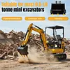 [US Local Warehouse] 400mm Bucket Metal Trenching Digger for Most 0.8-1.8 Ton Small Diggers Mini Excavator Digging Bucket Attachment 0.98in Hole 3.46in Center Wheelbase Mini Excavator Attachment w/ Metal Teeth