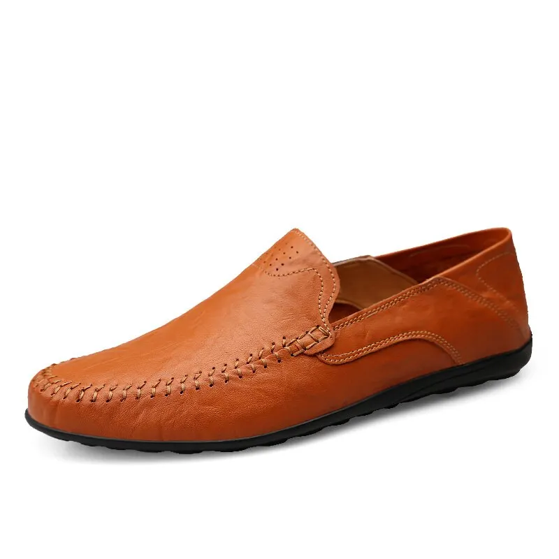 Genuine Leather Men Casual Shoes Luxury Brand 2020 Summer Men Loafers Moccasins Breathable Slip on Driving Shoes Plus Size 37-47