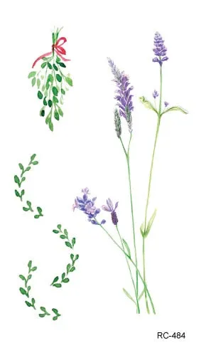 52 Kinds Watercolor Flora Lavender Waterproof Fake Tattoos Temporary Women Arm Chest Ankle Stickers Floral Body Art Tatto Flower