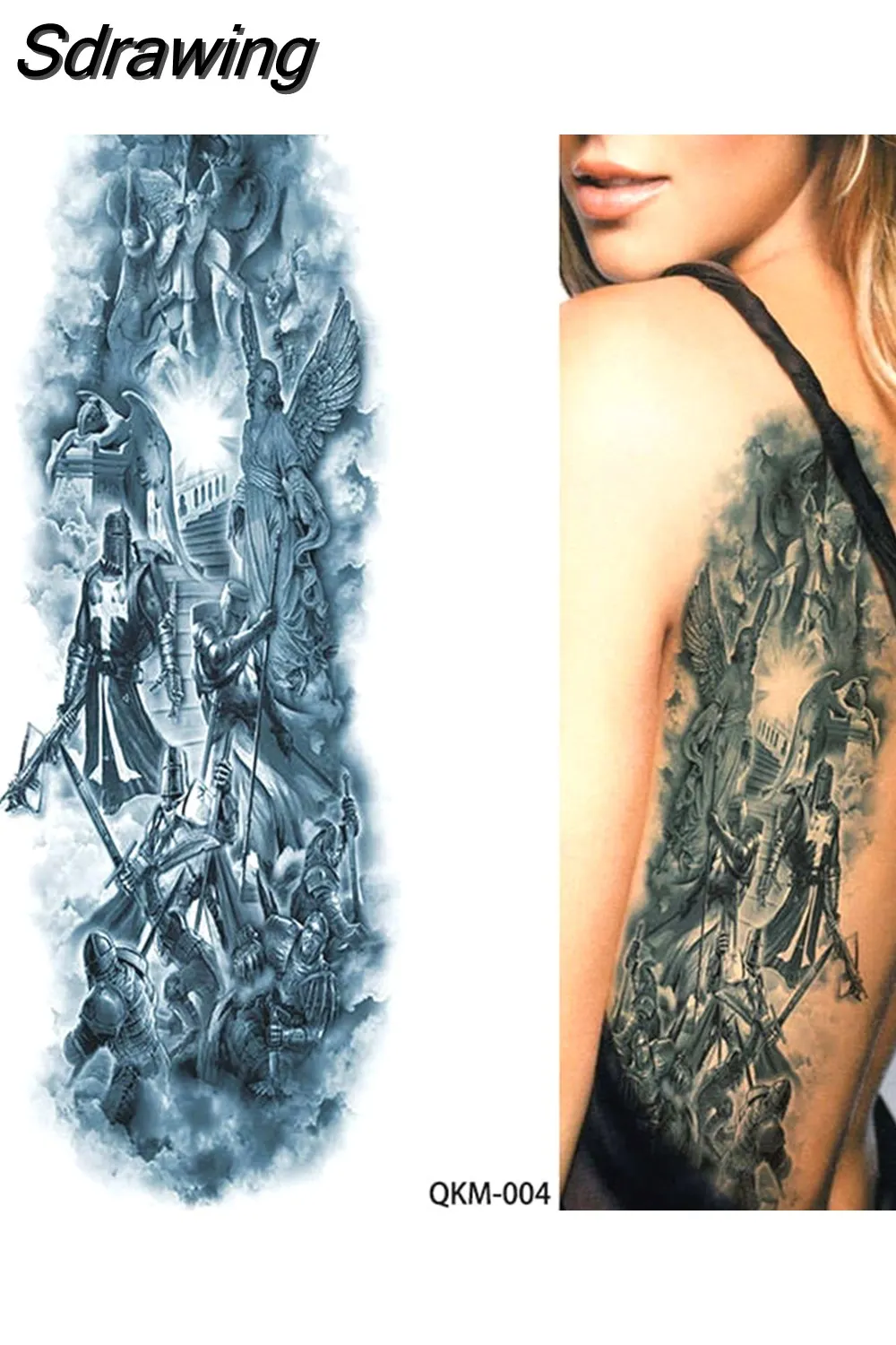Sdrawing Full Arm Tattoo Lion Crown King Rose Waterproof Temporary Tatoo Sticker Wild Wolf Tiger Men Skull Totem Tattoo 430-1