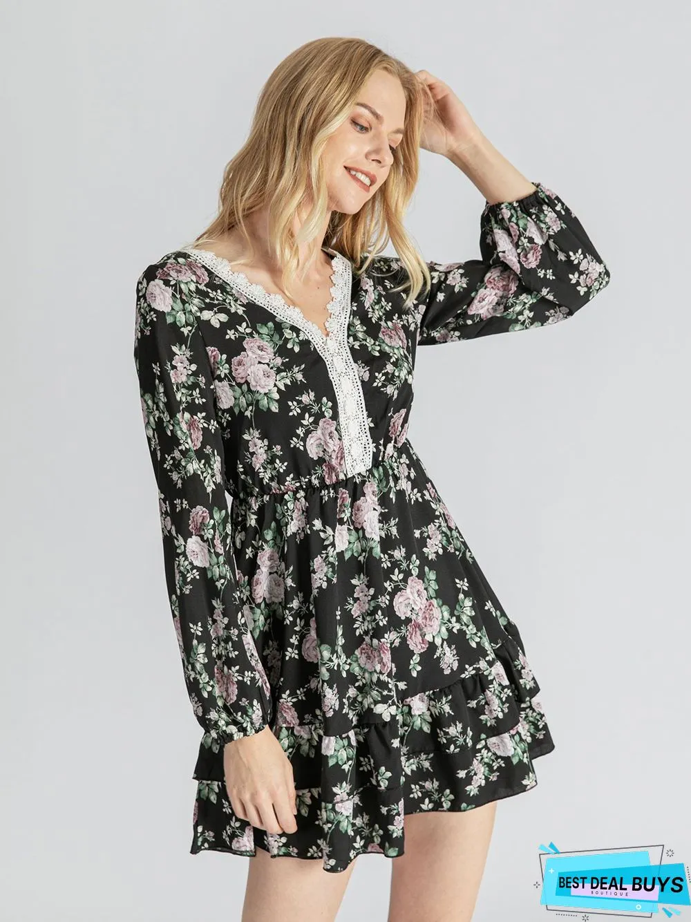 Casual V Neck Weaving Dress