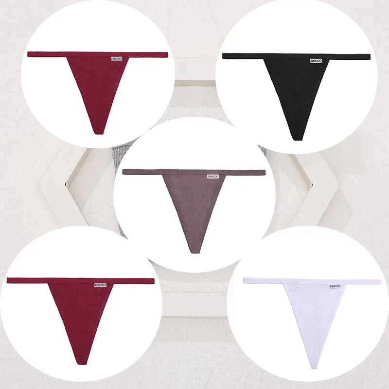 FINETOO 5PCS/Set Sexy G-string M-XL Cotton Girls Panties Women's Pantys Female Underpant Ladies Thong Lingerie Bikini Underwear