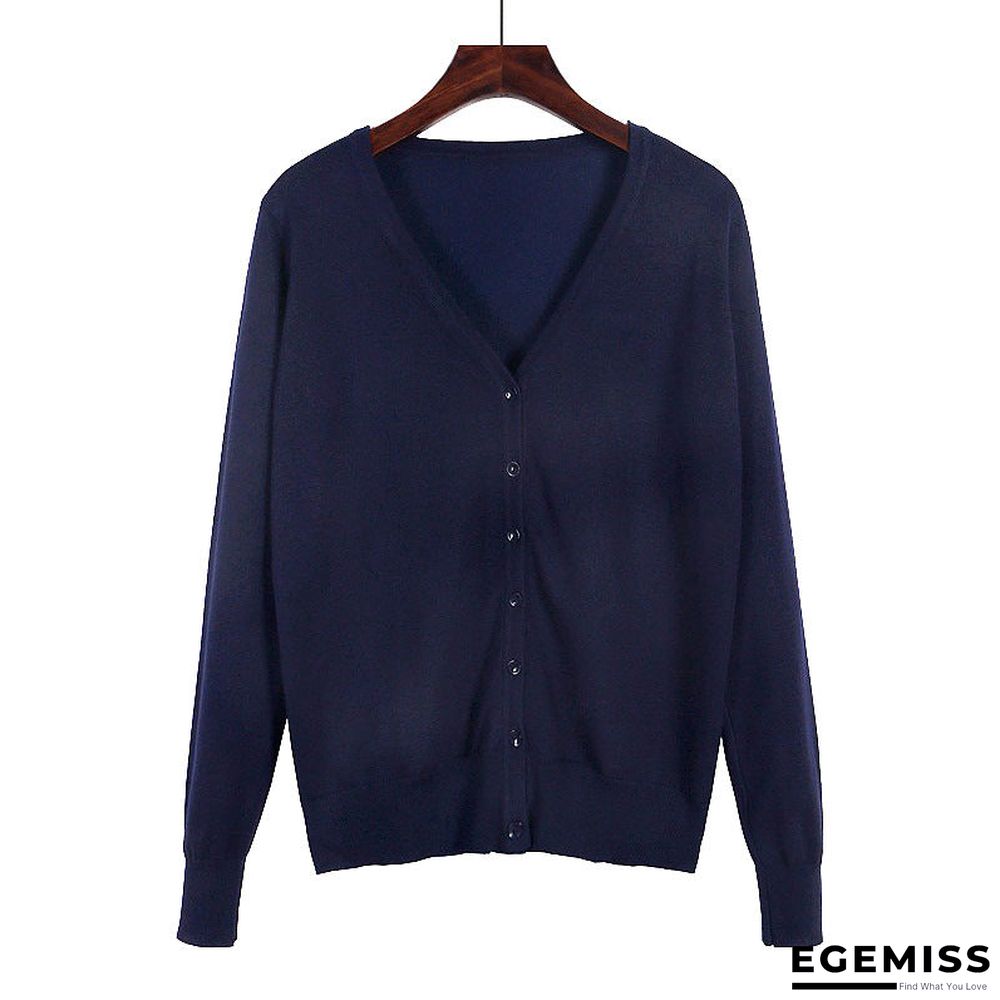Cardigan Long Sleeve V Neck Air Conditioned Shirt Slim and Simple | EGEMISS