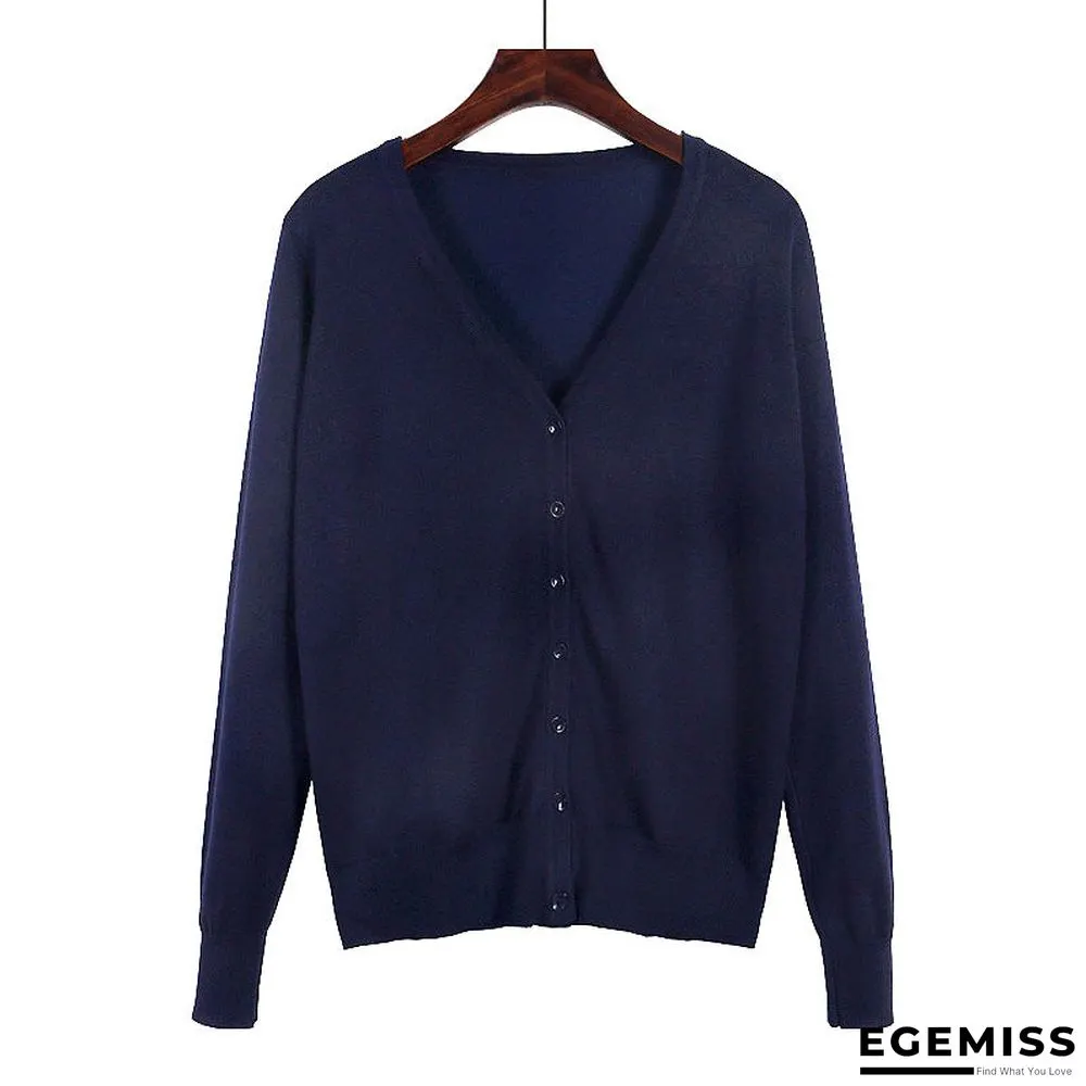 Cardigan Long Sleeve V Neck Air Conditioned Shirt Slim and Simple | EGEMISS