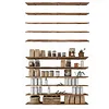 [US Local Warehouse] 5 Tier Floating Shelves Long Wooden Shelf 72x11.81in Adjustable Display Bookshelf with Heavy-Duty Bracket for Living Room Bathroom Kitchen