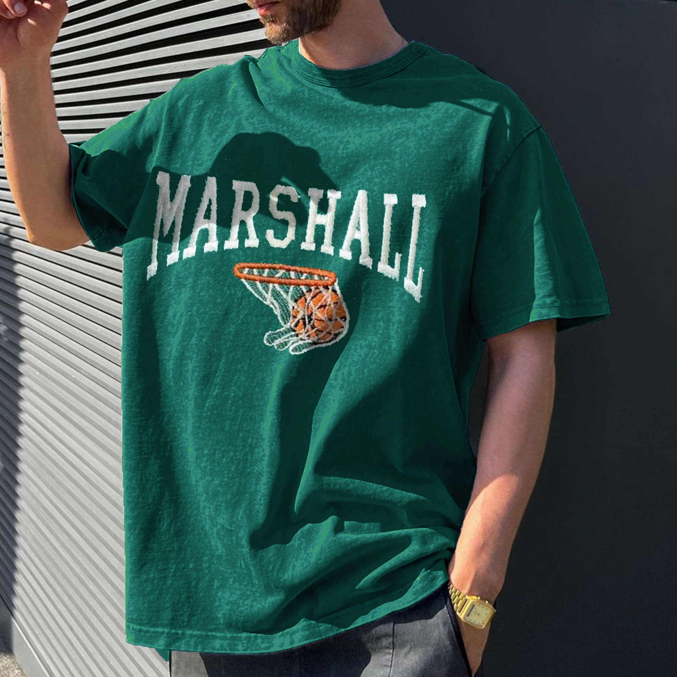 Unisex Vintage University Basketball Print T-shirt