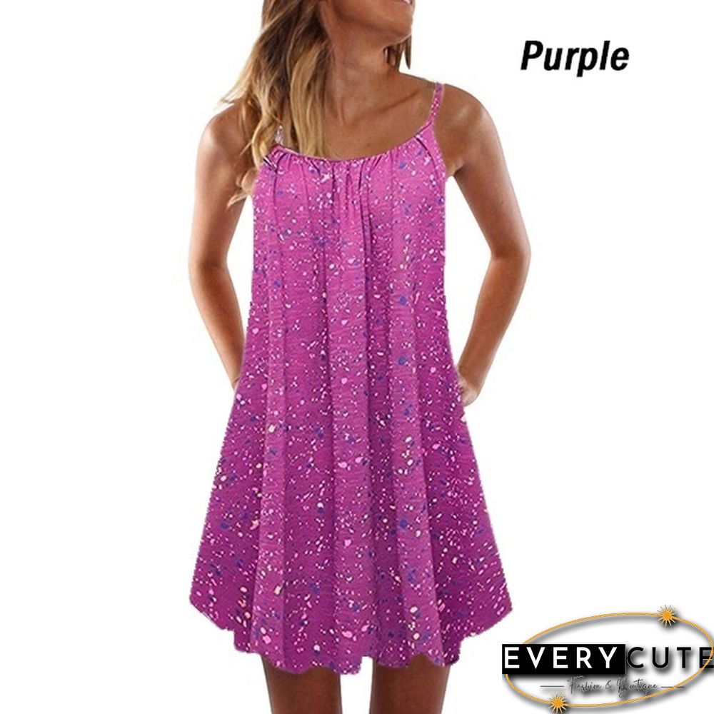 Summer Fashion New Sleeveless Casual Long Dress For Women Spaghetti Strap Flower Print Dresses Knee-length Sling Casual Dress Plus Size