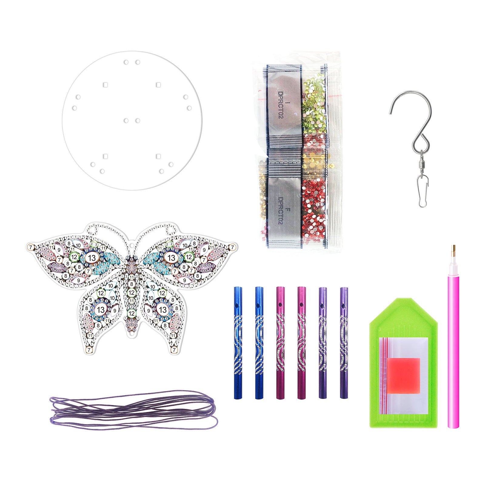 Customized diamond painting wind chime manufacturer direct sales entrance decoration diamond stickers butterfly hummingbird handmade DIY kit