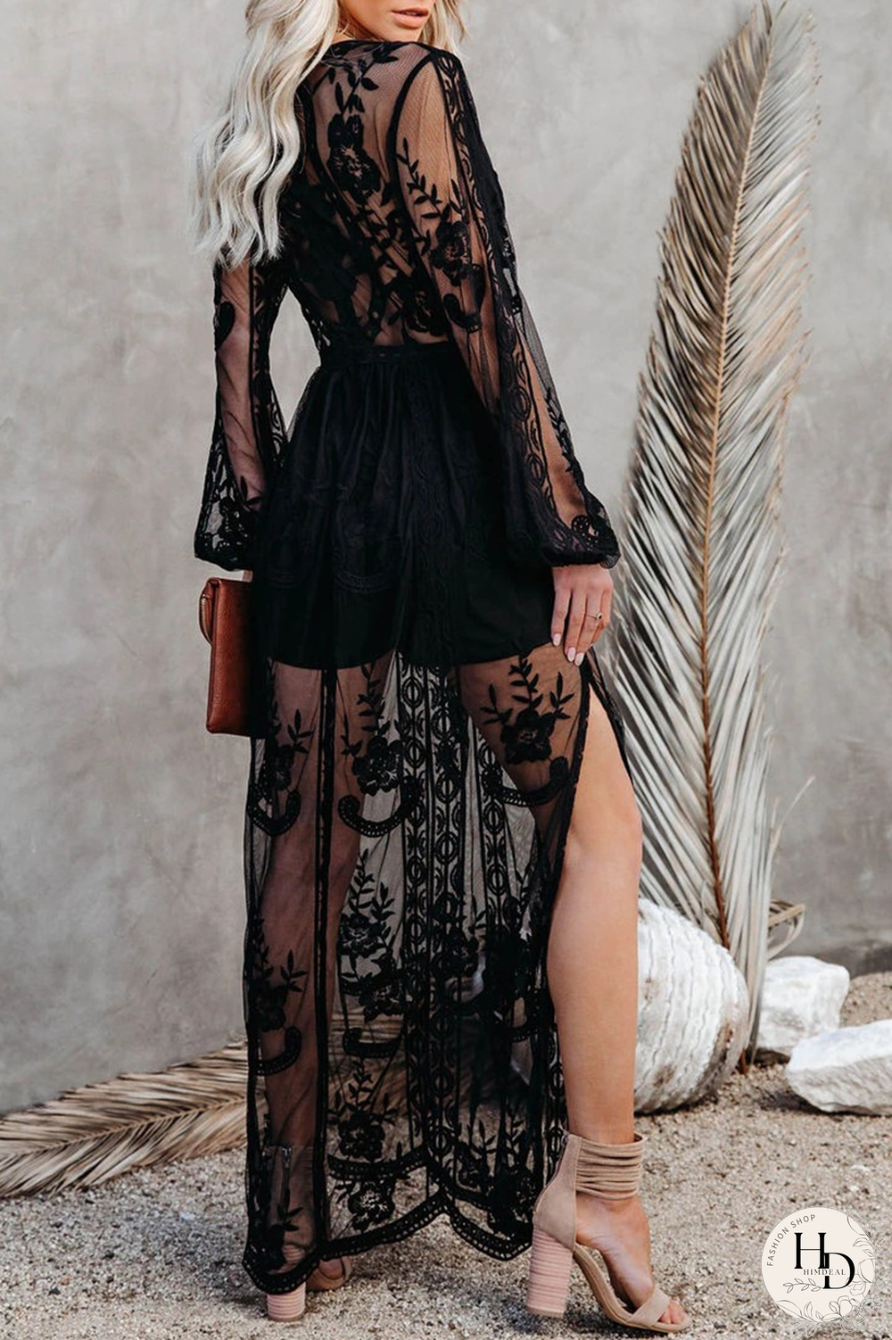Casual Solid Lace V Neck Lace Dress Dresses(3 Colors)
