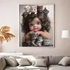 Little Girl And Cat-11CT Stamped Cross Stitch 40*50cm/15.75*19.69in