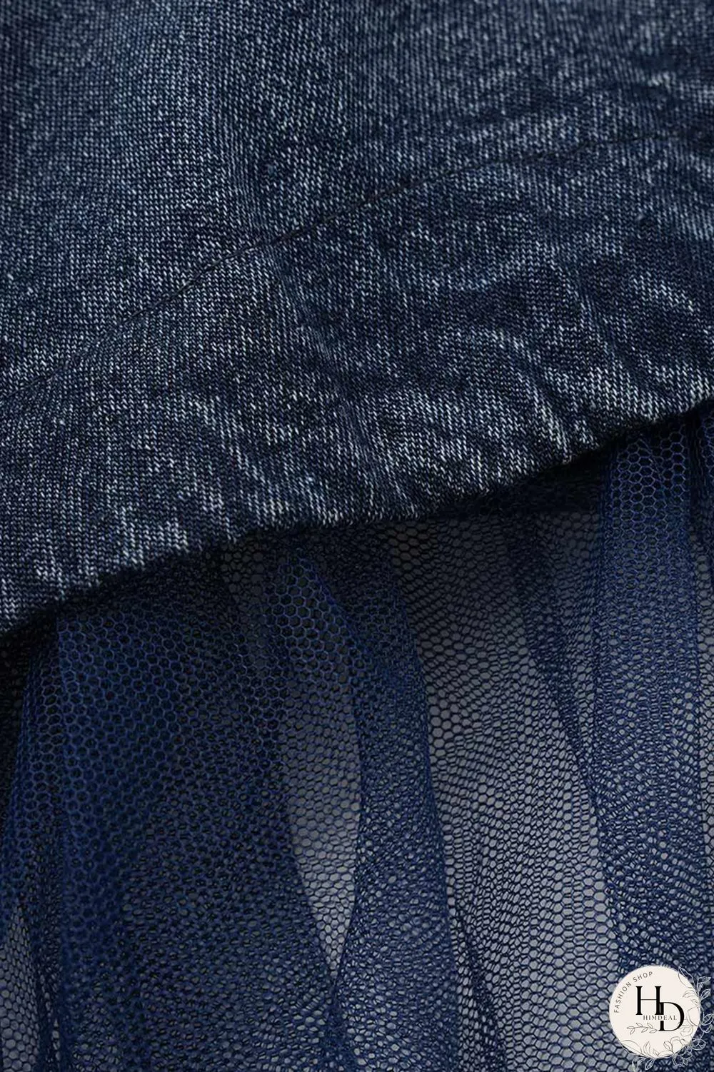 Blue Fashion Casual Plus Size Patchwork Mesh Turndown Collar Short Sleeve Dress
