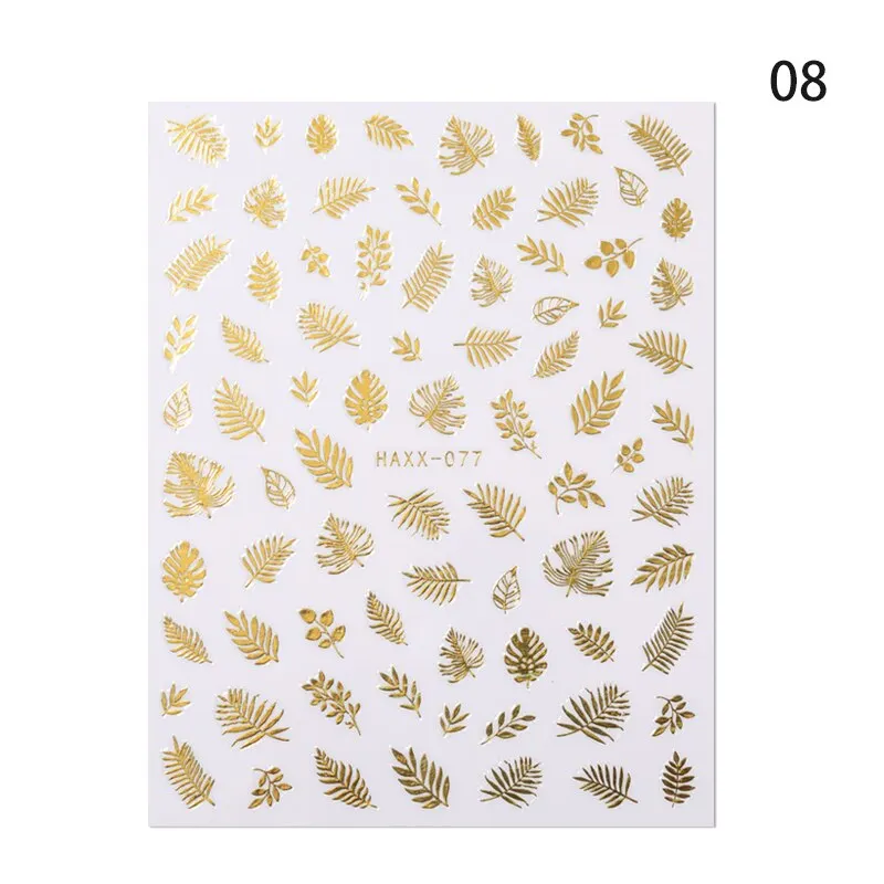 1 Sheet Leaves Geometry 3D Nail Art Stickers Sliders Mandala Flowers Leaf Adhesive Nail Decals Foil Decoration Manicuring Wrap