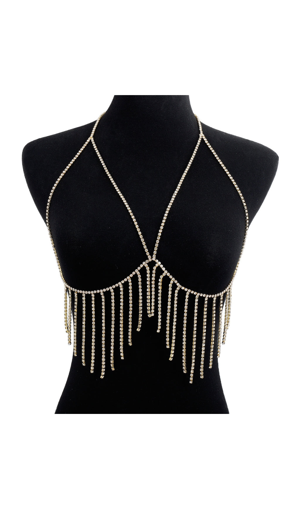 Tassel And Diamond Chest Chain In Gold Flowering Girl