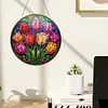 (US Local)(Upgrade Size)DIY Double Sided Effect Diamond Painting Hanging Pendant Kit (Tulip Flower)