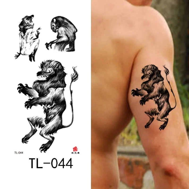1~8 pieces of animal plants wolf bear bird art tattoo stickers disposable waterproof temporary tattoo stickers for men and women