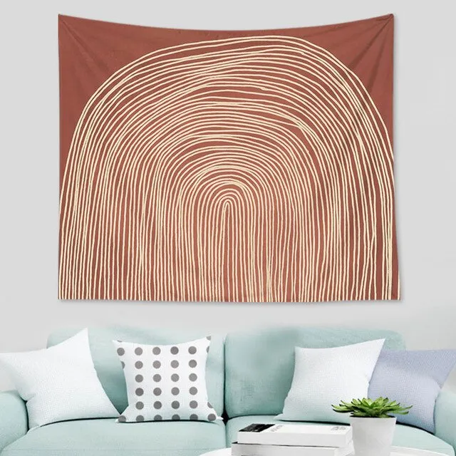 Abstract  nordic Geometric Tapestry Tropic Modern Art Brown Wall Hanging ins Tapestry Decorative Tapestry For Home Decoration