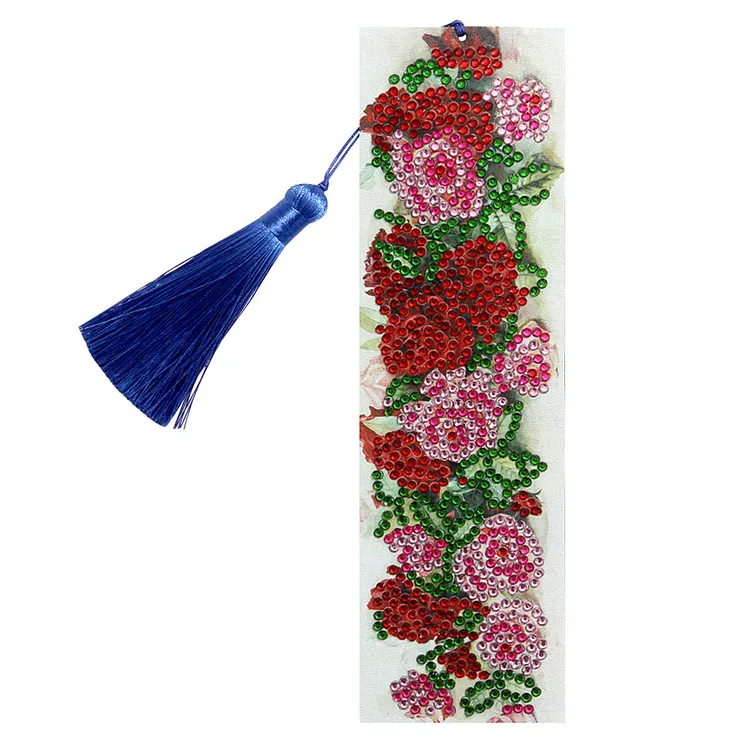 【Bookmark】Diy Special Shape Diamond Painting Leather Rose Bookmark Tassel Embroidery gbfke