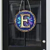 (Upgrade Size)DIY Double Sided Diamond Painting Alphabet Family Last Name Initial Sign Ornament with Chain Window Hanging Kit