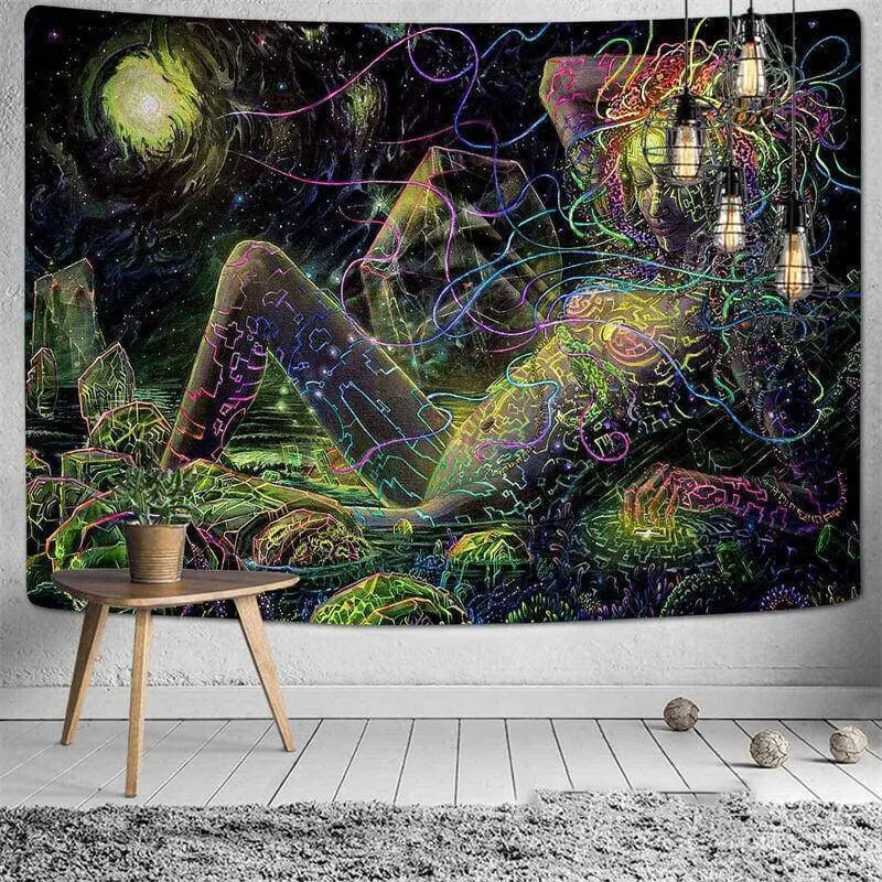 Abstract Red Mushroom Tapestry Wall Hanging Psychedelic Hippie Tapiz Art Background Cloth Mattress Home Decor