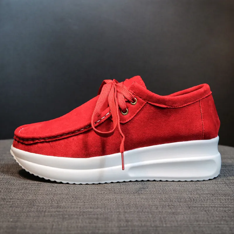 Qengg Qengg With Round Head Casual Sports Shoes Female Womens Sneakers, Suede Thick Bottom Sneakers Female