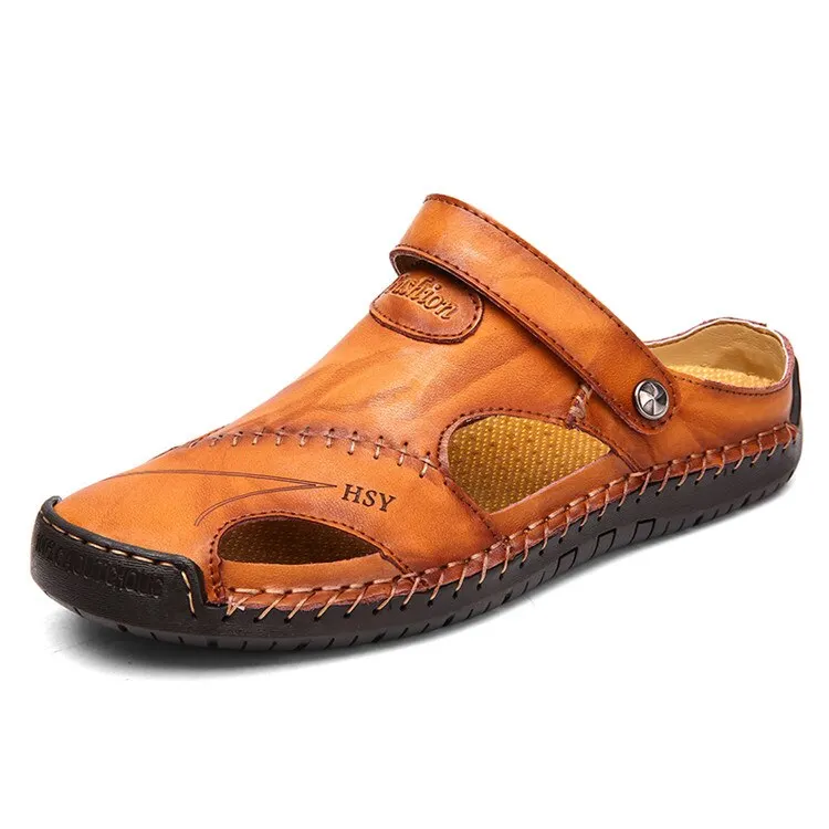 2020 New Leather Men's Sandals Classic Roman Sandals Casual Comfortable shoes Summer Outdoor Beach Man Sandals Sneakers 38-48