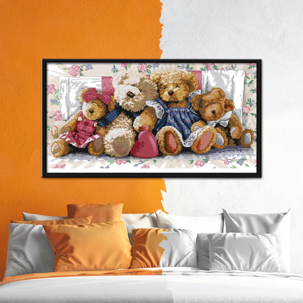 14ct Stamped Cross Stitch - Little Bear Family(54*31cm)