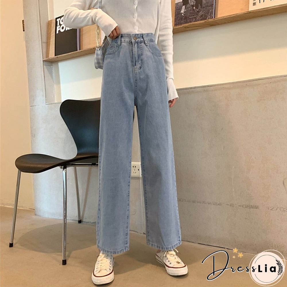 Woman Jeans High Waist Clothes Wide Leg Denim Clothing Blue Streetwear Vintage Quality Fashion Harajuku Straight Pants