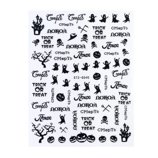 Nail Stickers Back Glue Multiple colors Hallowmas Designs Nail Decal Decoration Tips For Beauty Salons-Nail Inspo