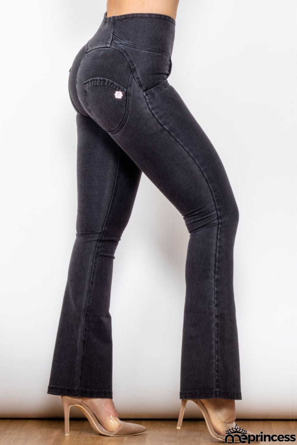 Zip Detail Flare Long Jeans