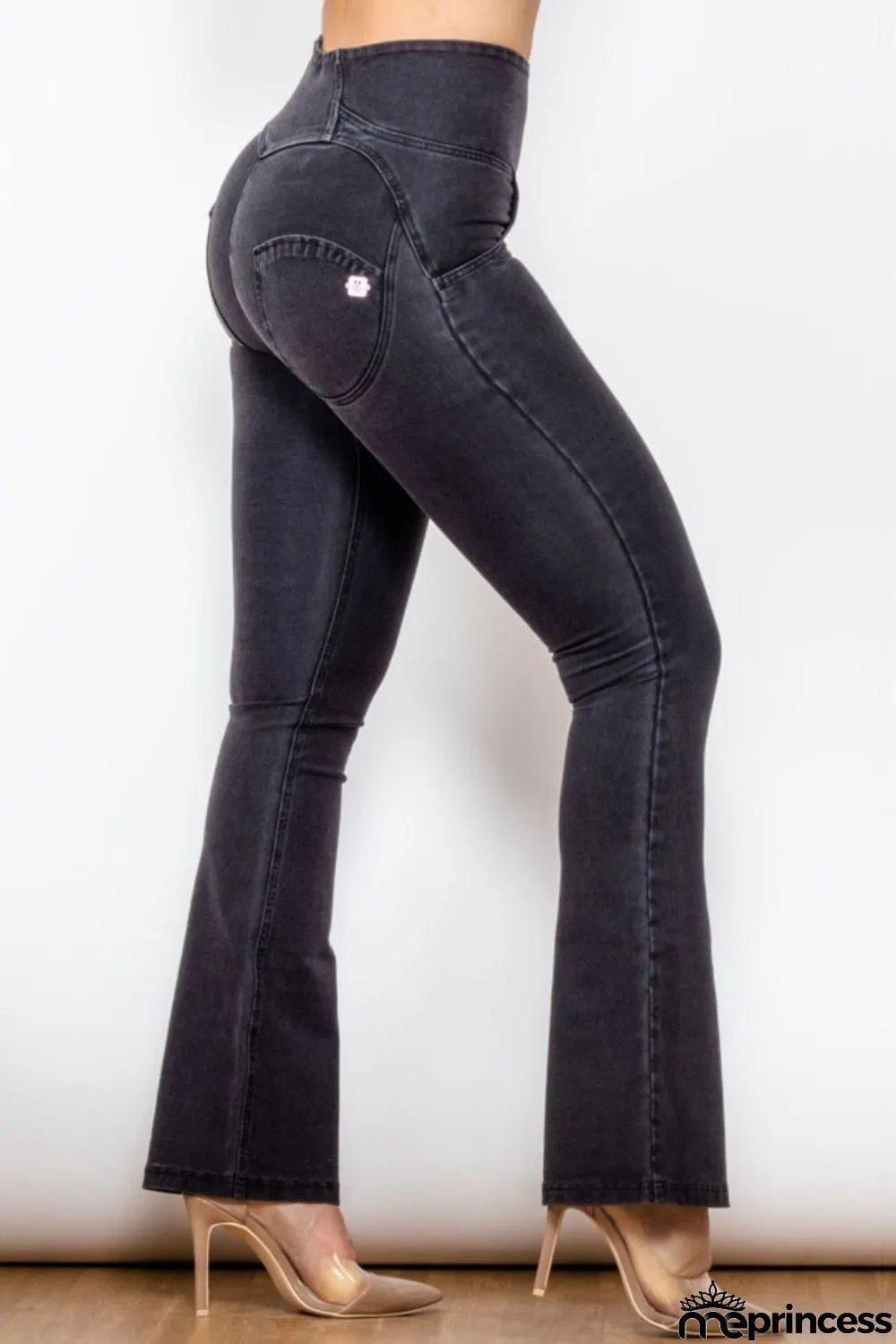 Zip Detail Flare Long Jeans