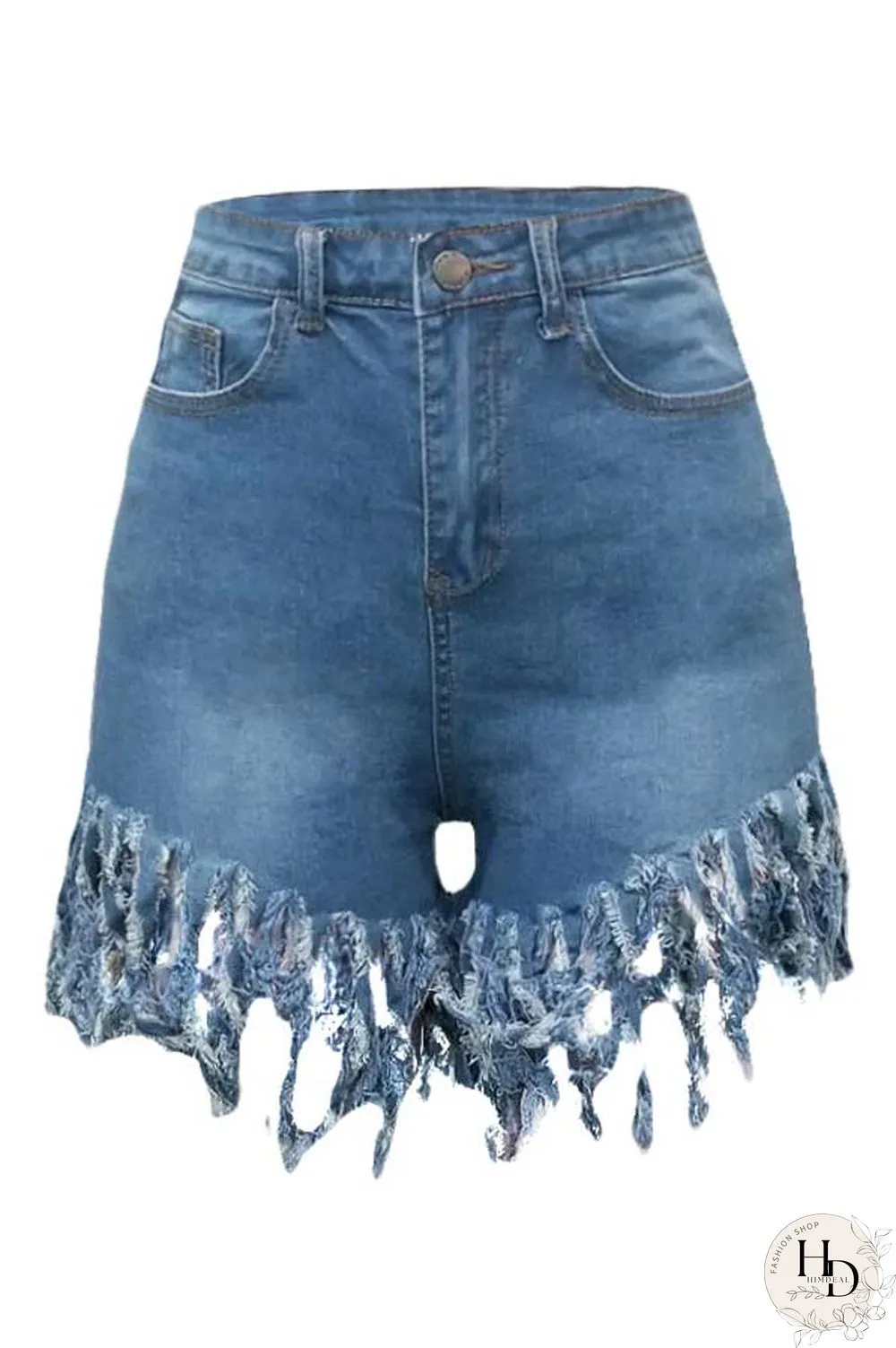 Blue Polyester Fashion Casual tassel Plus Size