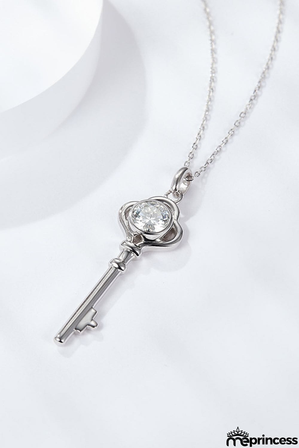925 Sterling Silver 1 Carat Moissanite Key Pendant Necklace